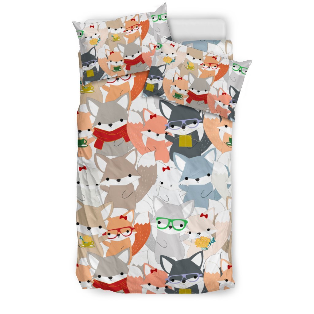 Colorul Fox Pattern Print Duvet Cover Bedding Set-grizzshop