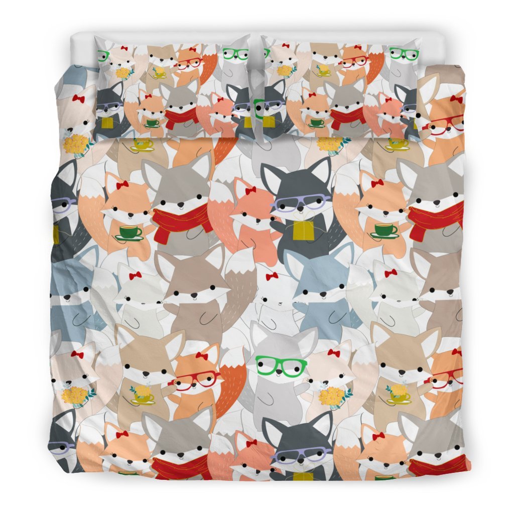 Colorul Fox Pattern Print Duvet Cover Bedding Set-grizzshop