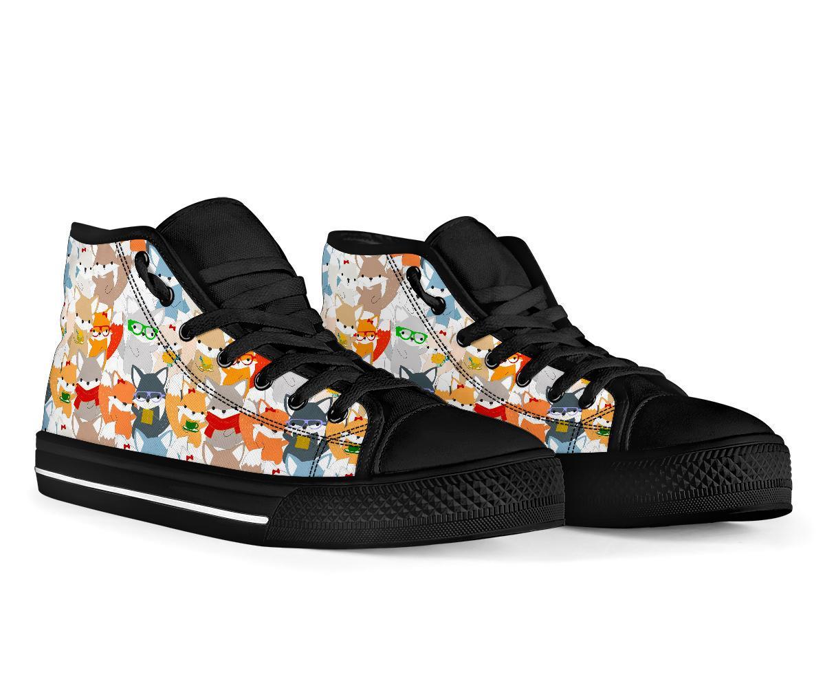 Colorul Fox Pattern Print Men Women's High Top Shoes-grizzshop