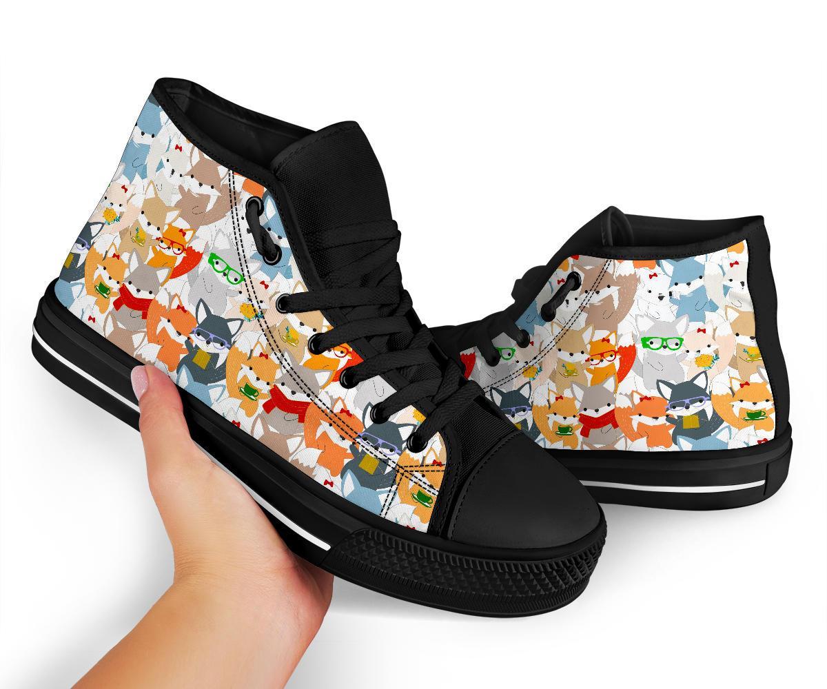 Colorul Fox Pattern Print Men Women's High Top Shoes-grizzshop