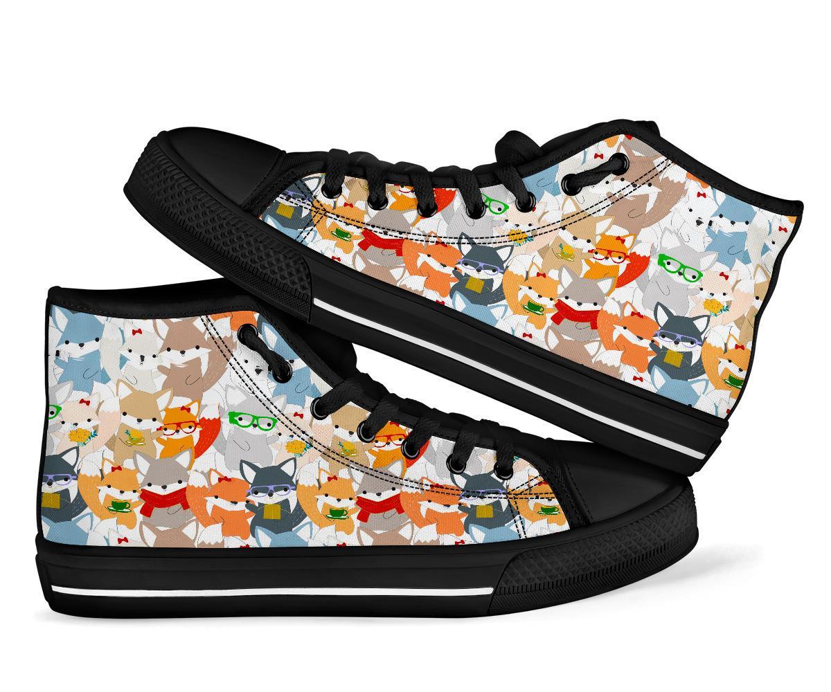 Colorul Fox Pattern Print Men Women's High Top Shoes-grizzshop
