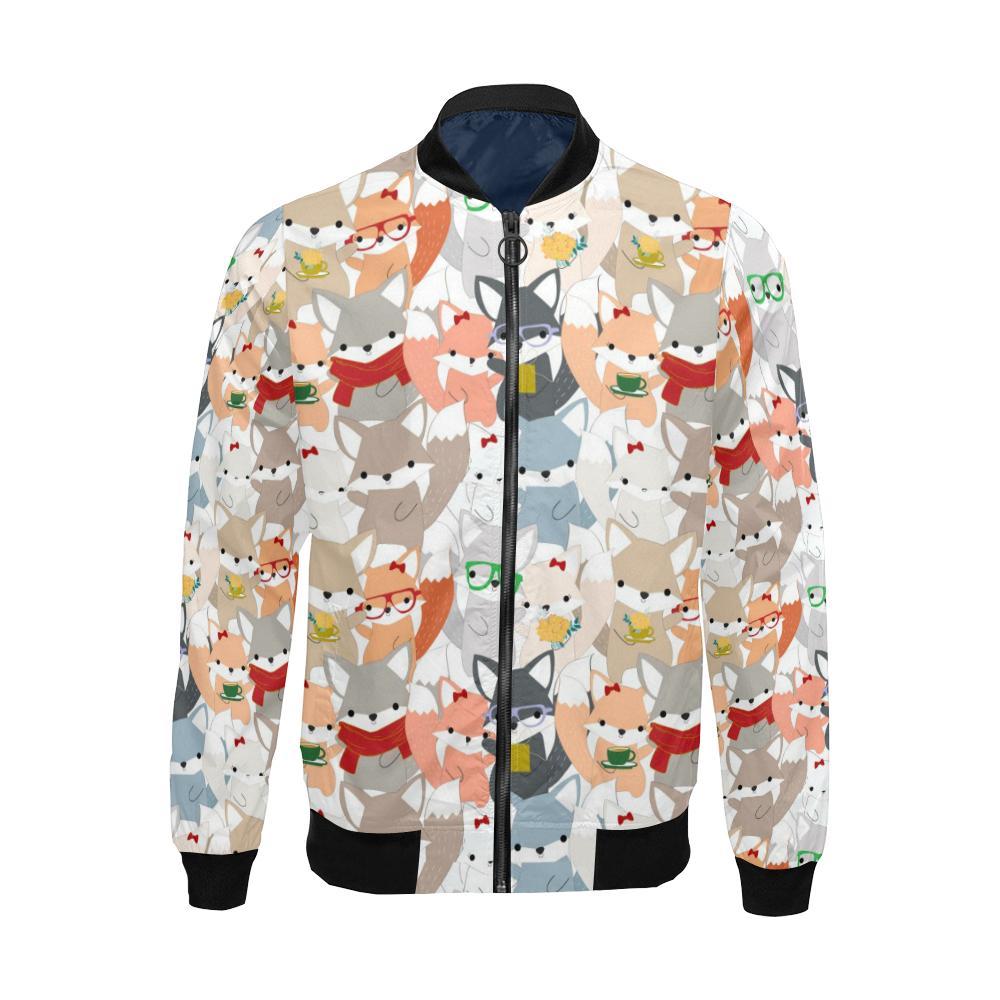 Colorul Fox Pattern Print Men's Bomber Jacket-grizzshop