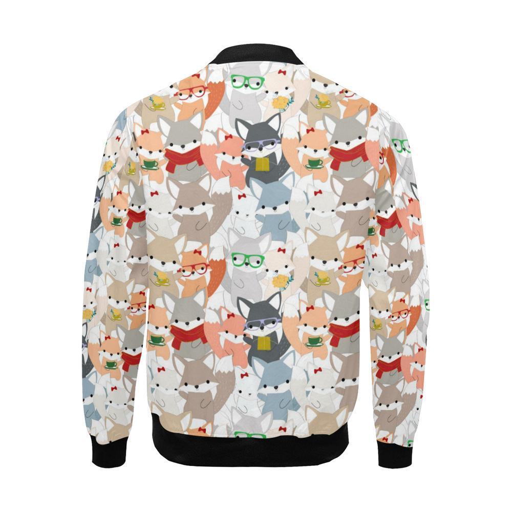 Colorul Fox Pattern Print Men's Bomber Jacket-grizzshop