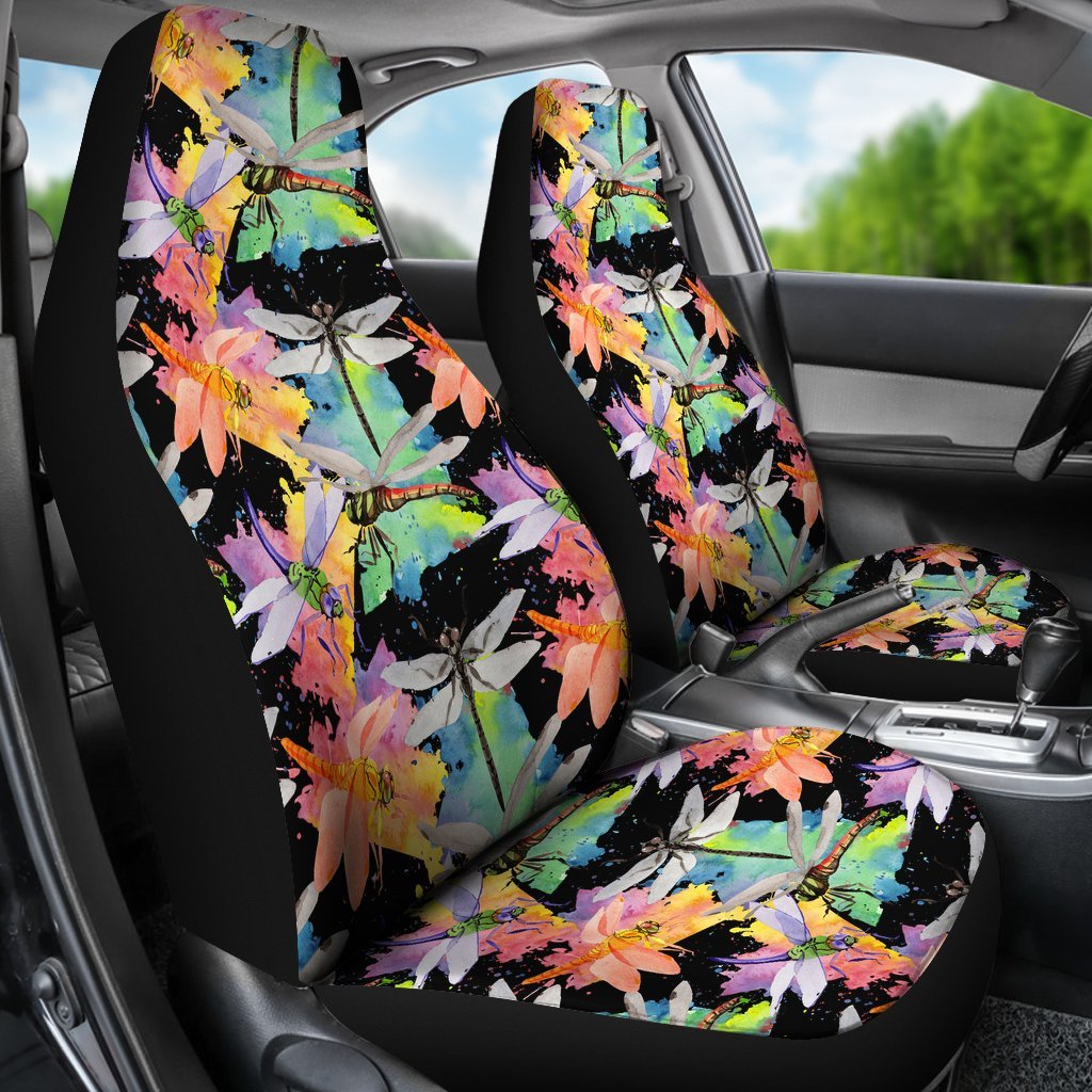 Colourful Flower Dragonfly Car Seat Cover Car Seat Universal Fit-grizzshop