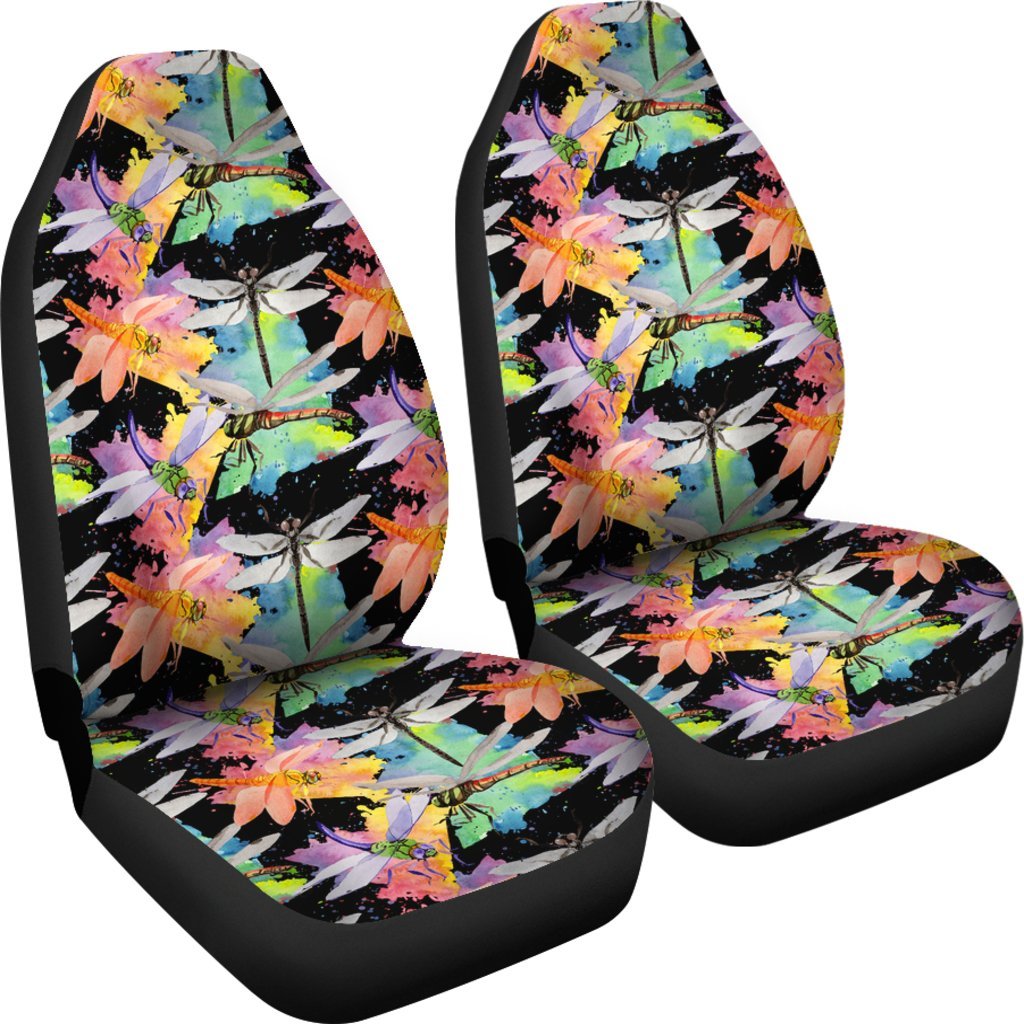 Colourful Flower Dragonfly Car Seat Cover Car Seat Universal Fit-grizzshop