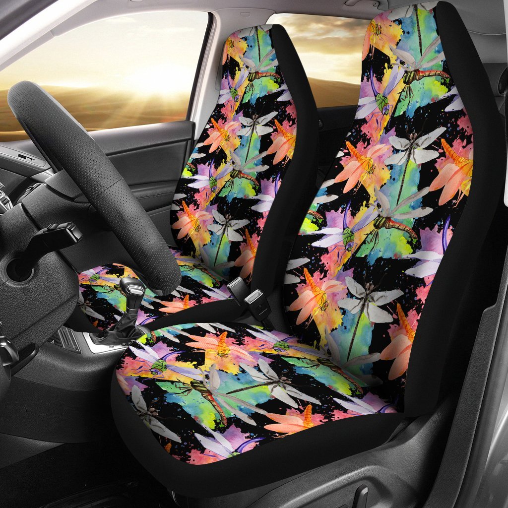 Colourful Flower Dragonfly Car Seat Cover Car Seat Universal Fit-grizzshop