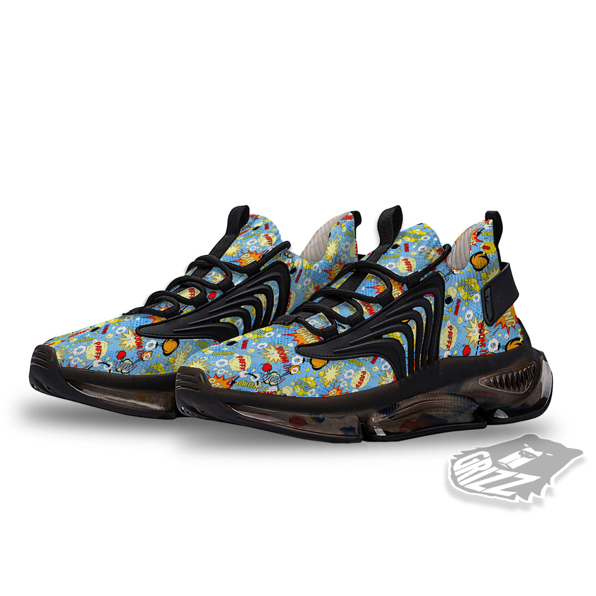 Comic Book Speech Bubbles Print Pattern Black Gym Shoes-grizzshop