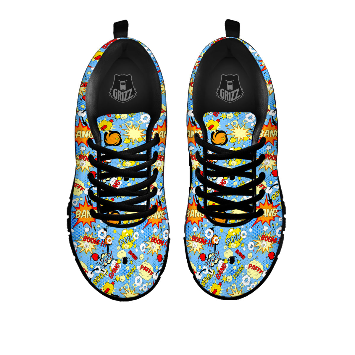 Comic Book Speech Bubbles Print Pattern Black Sneaker-grizzshop