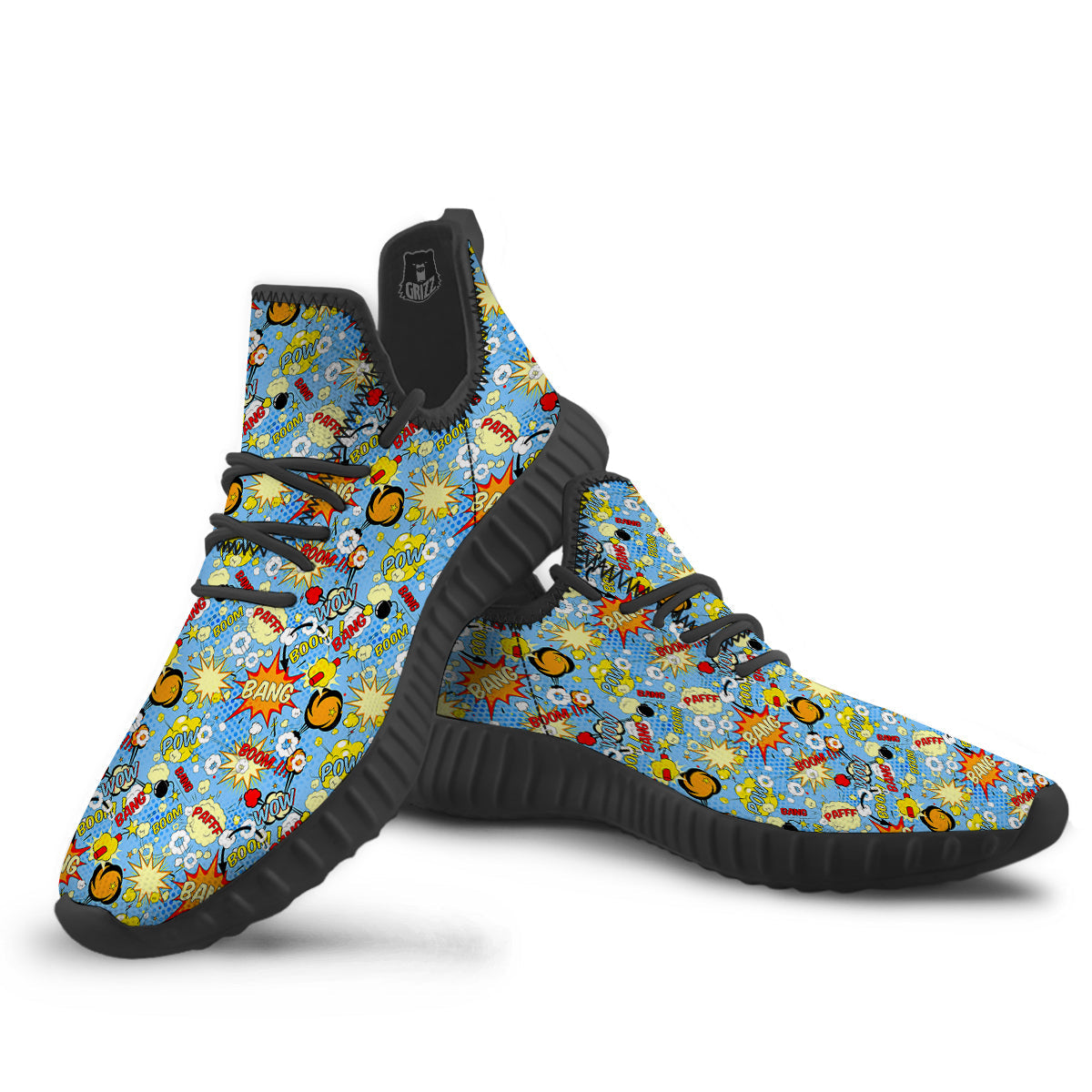 Comic Book Speech Bubbles Print Pattern Black Walking Shoes-grizzshop
