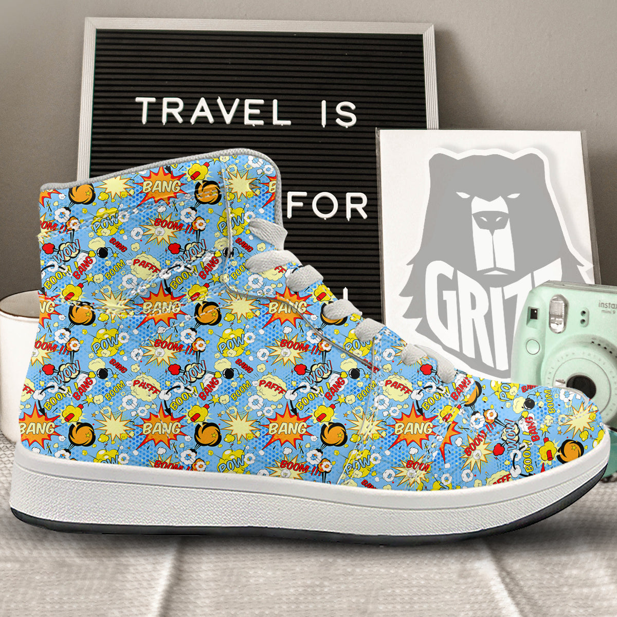 Comic Book Speech Bubbles Print Pattern High Top Sneakers-grizzshop