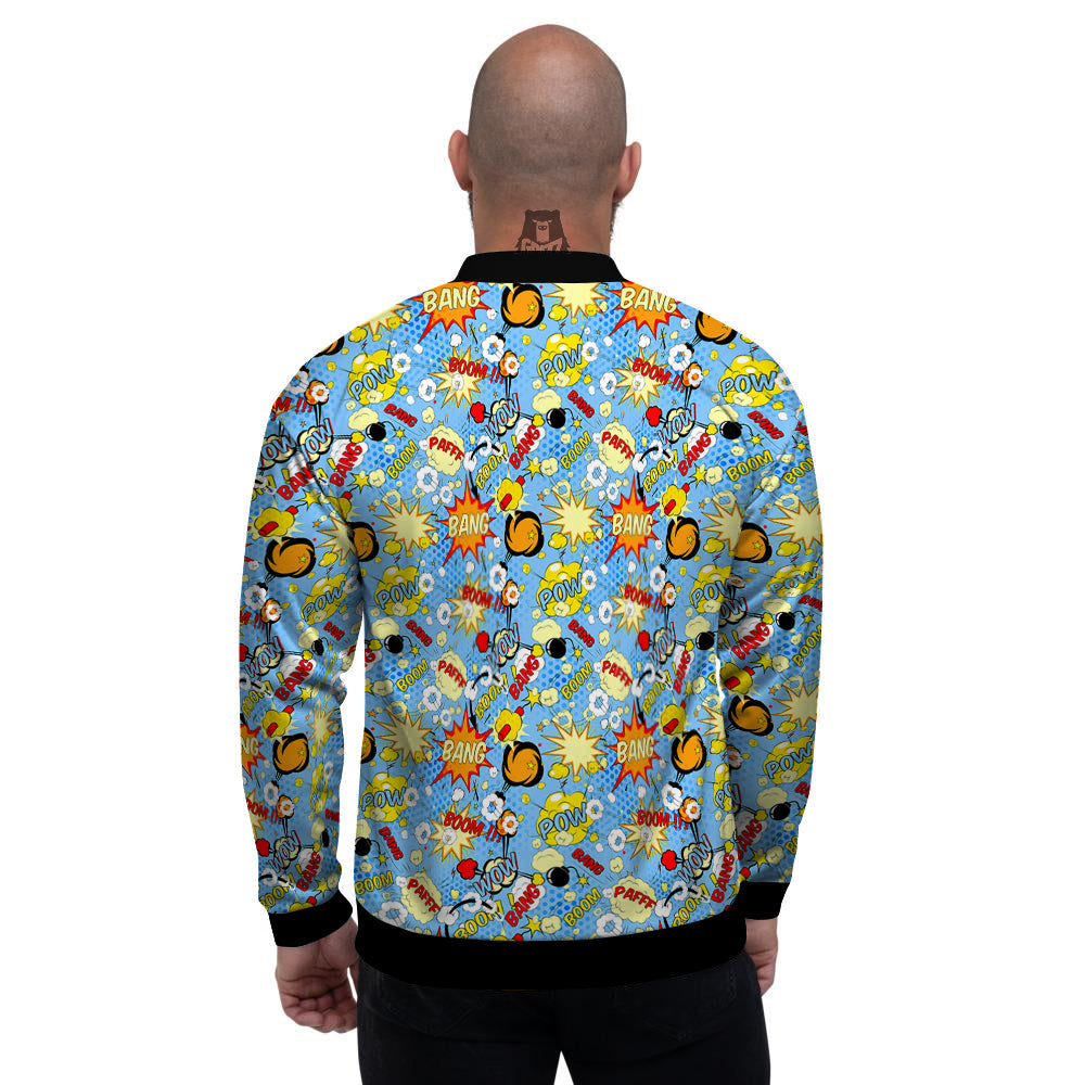 Comic Book Speech Bubbles Print Pattern Men's Bomber Jacket-grizzshop