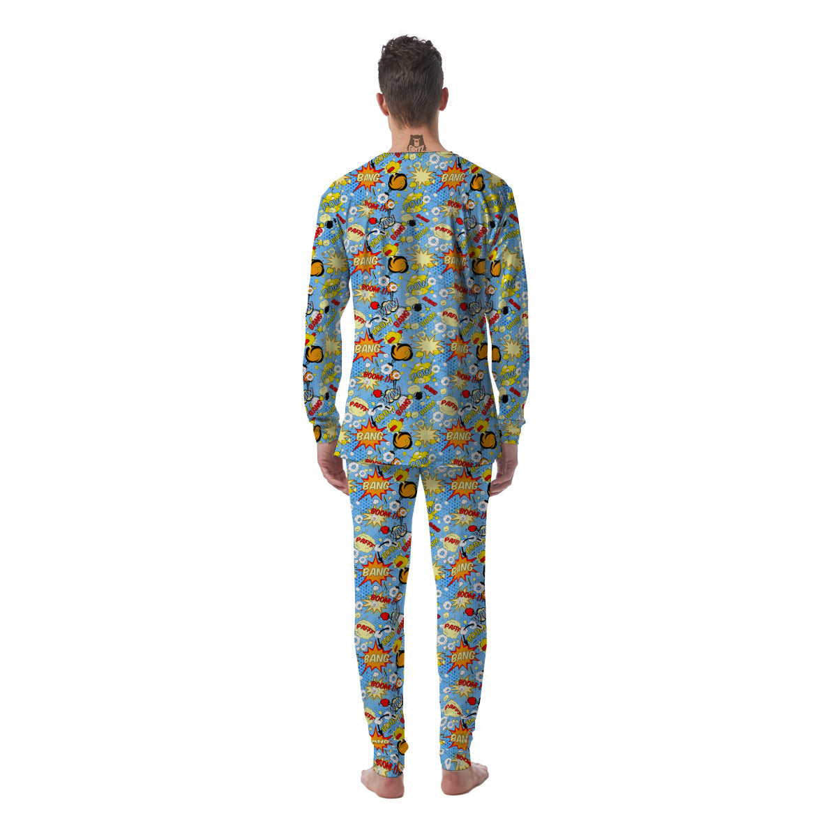 Comic Book Speech Bubbles Print Pattern Men's Pajamas-grizzshop