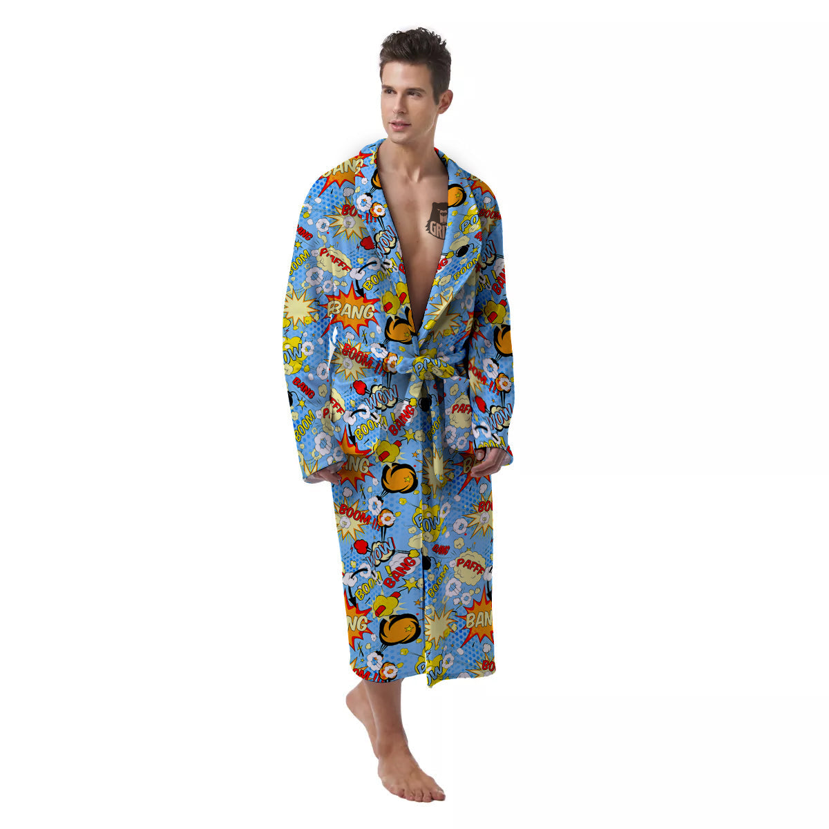 Comic Book Speech Bubbles Print Pattern Men's Robe-grizzshop