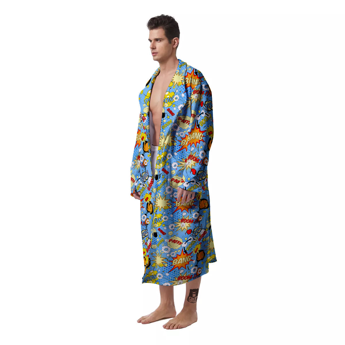 Comic Book Speech Bubbles Print Pattern Men's Robe-grizzshop
