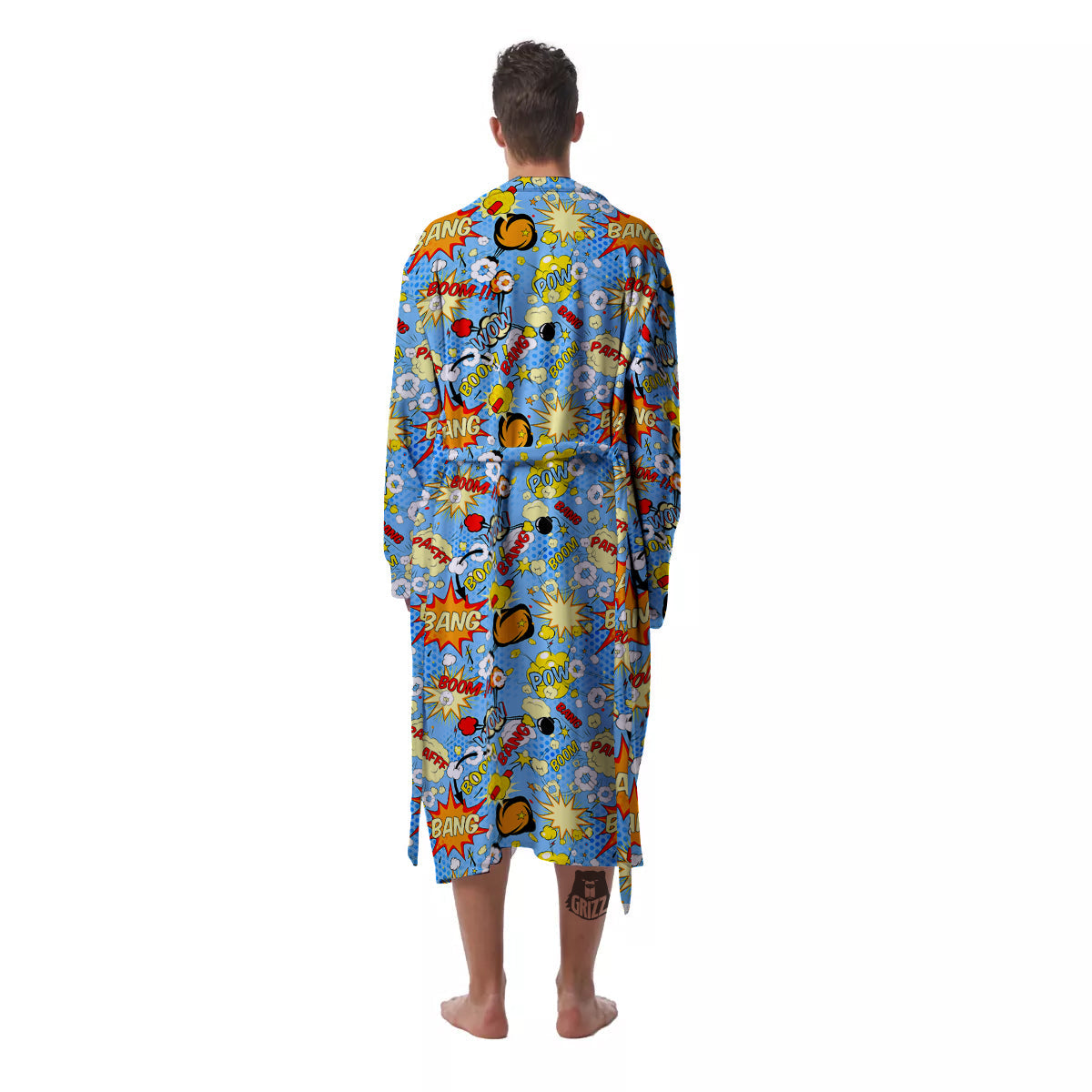 Comic Book Speech Bubbles Print Pattern Men's Robe-grizzshop