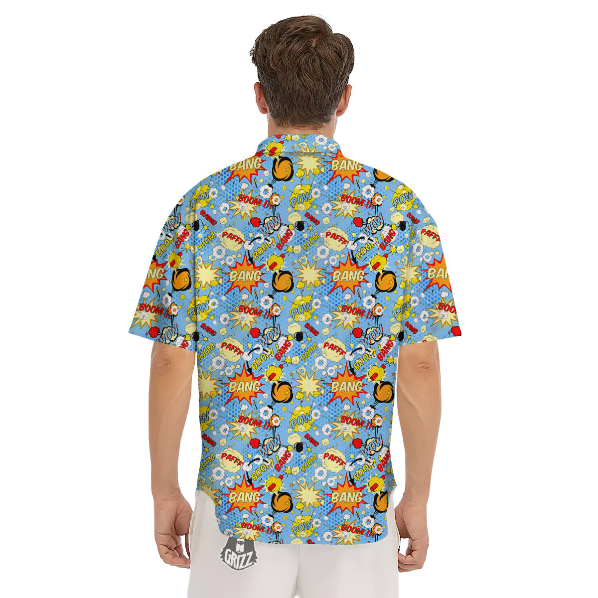 Comic Book Speech Bubbles Print Pattern Men's Short Sleeve Shirts-grizzshop