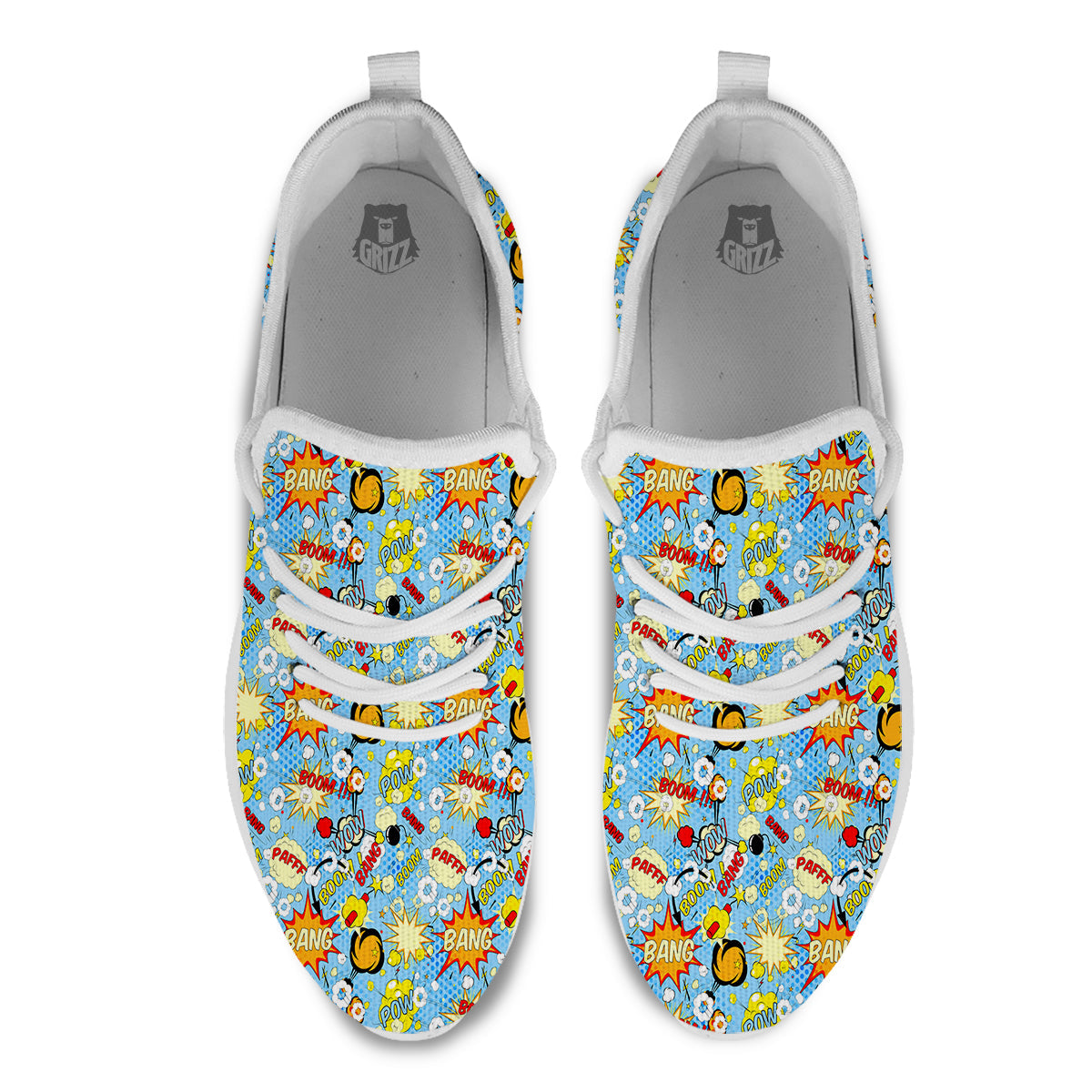 Comic Book Speech Bubbles Print Pattern White Athletic Shoes-grizzshop