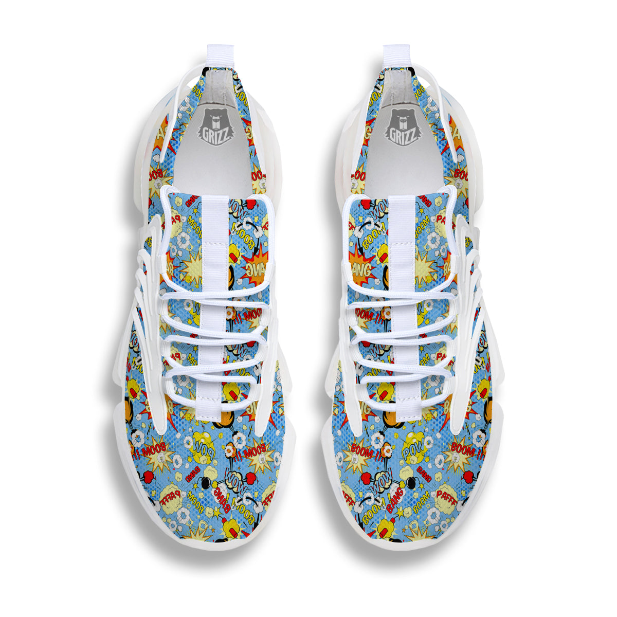 Comic Book Speech Bubbles Print Pattern White Gym Shoes-grizzshop
