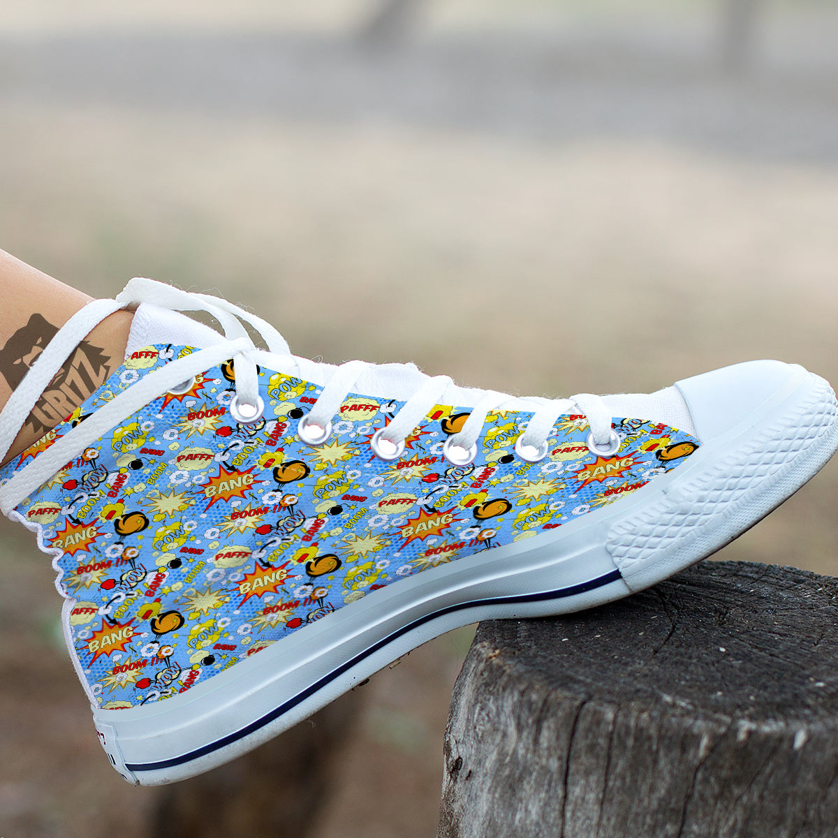 Comic Book Speech Bubbles Print Pattern White High Top Shoes-grizzshop