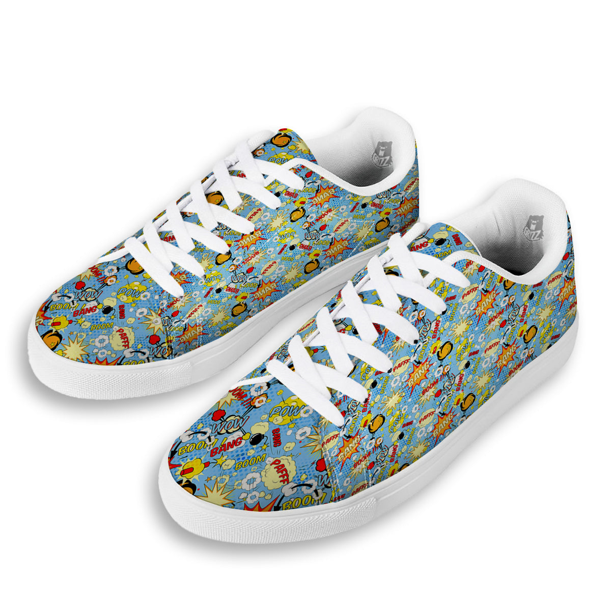 Comic Book Speech Bubbles Print Pattern White Low Top Sneakers-grizzshop