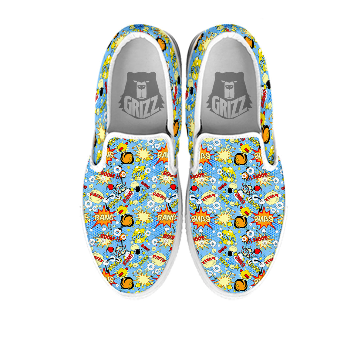 Comic Book Speech Bubbles Print Pattern White Slip On Shoes-grizzshop