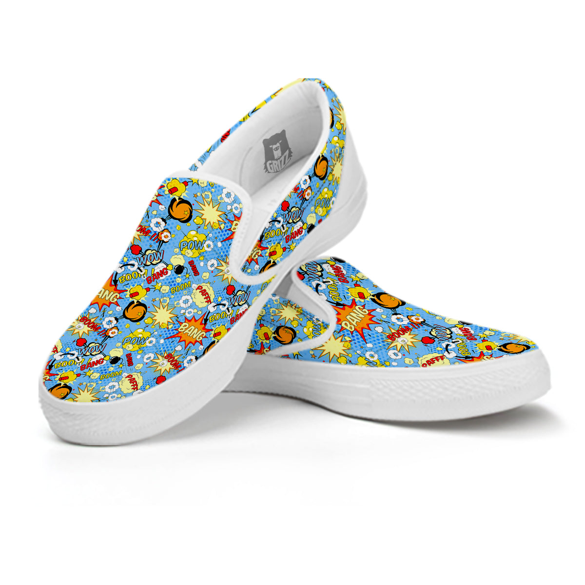 Comic Book Speech Bubbles Print Pattern White Slip On Shoes-grizzshop
