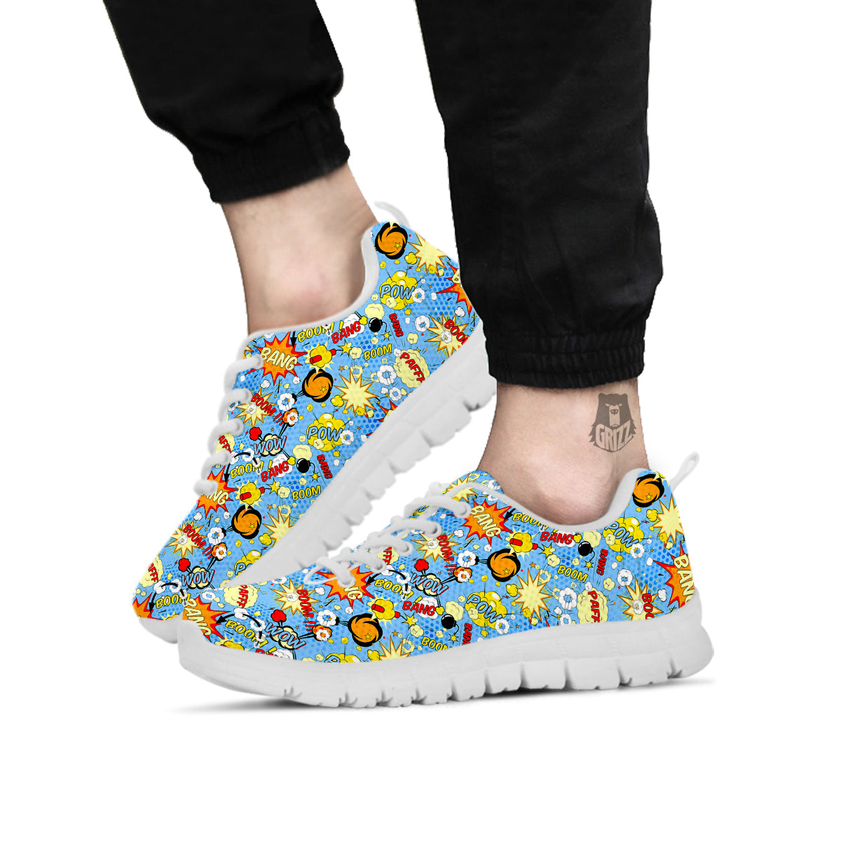 Comic Book Speech Bubbles Print Pattern White Sneaker-grizzshop