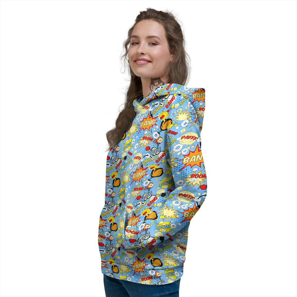 Comic Book Speech Bubbles Print Pattern Women's Hoodie-grizzshop