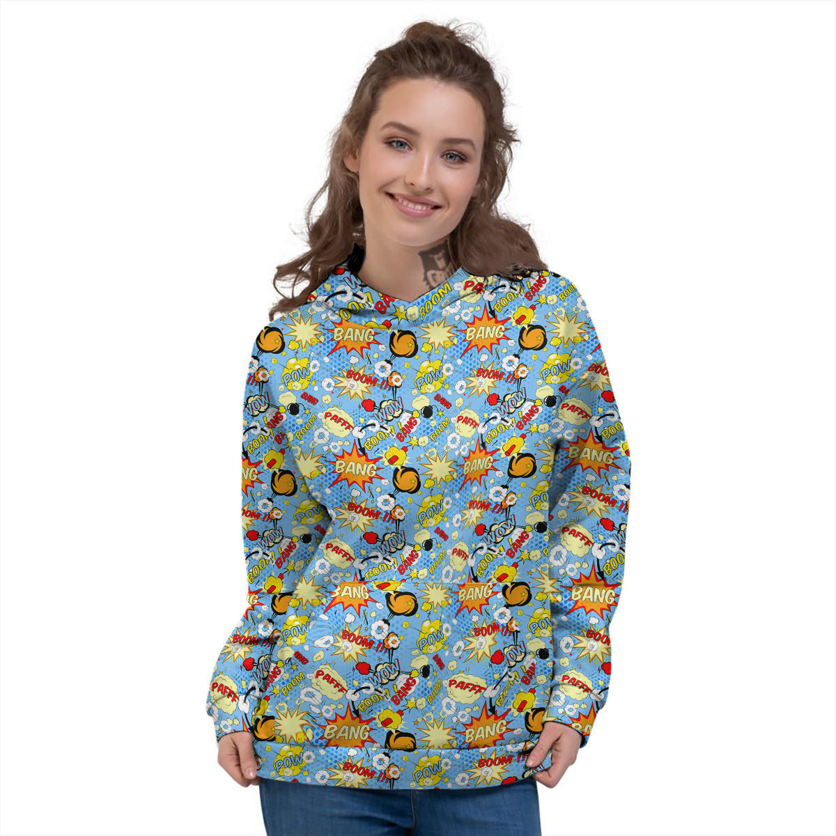 Comic Book Speech Bubbles Print Pattern Women's Hoodie-grizzshop