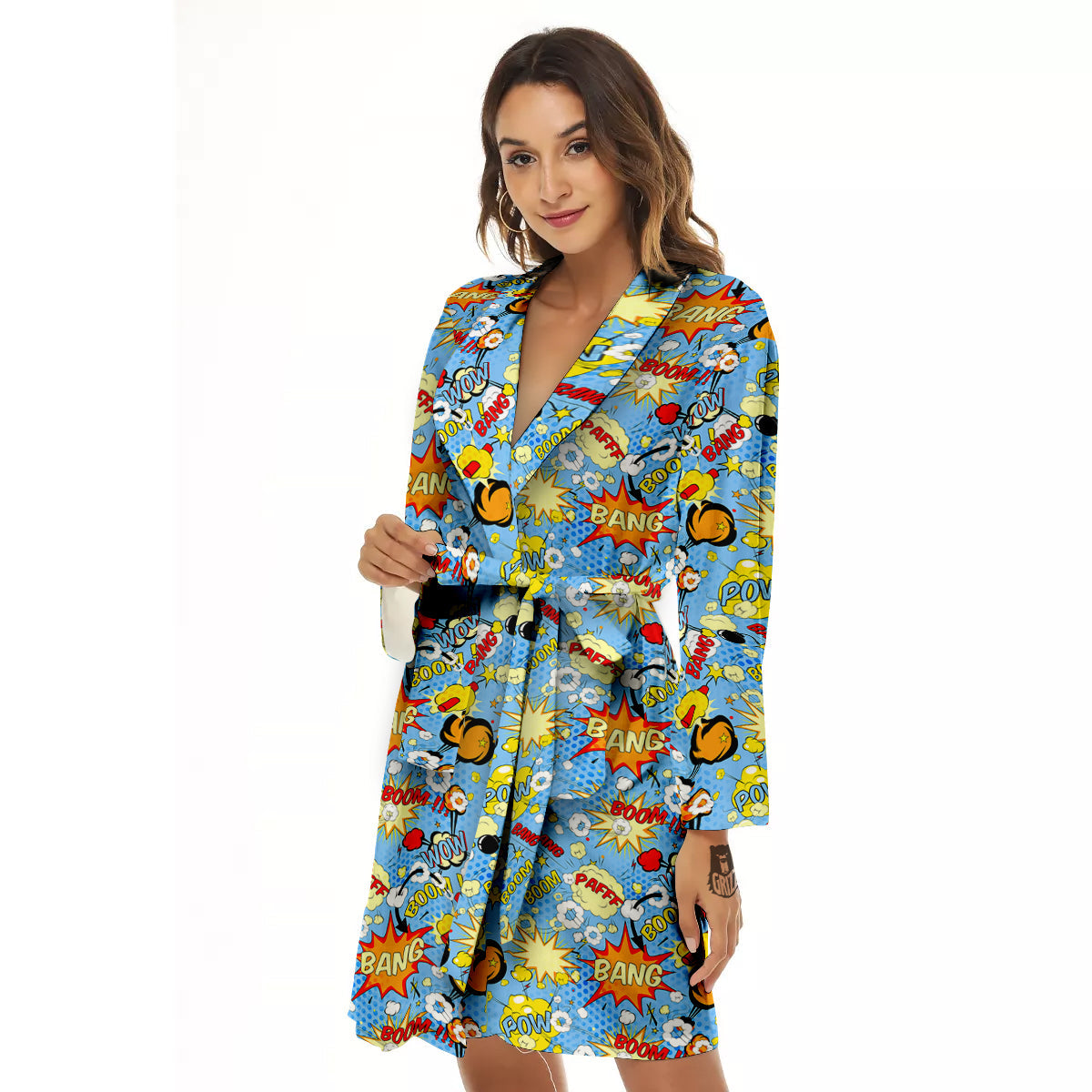 Comic Book Speech Bubbles Print Pattern Women's Robe-grizzshop