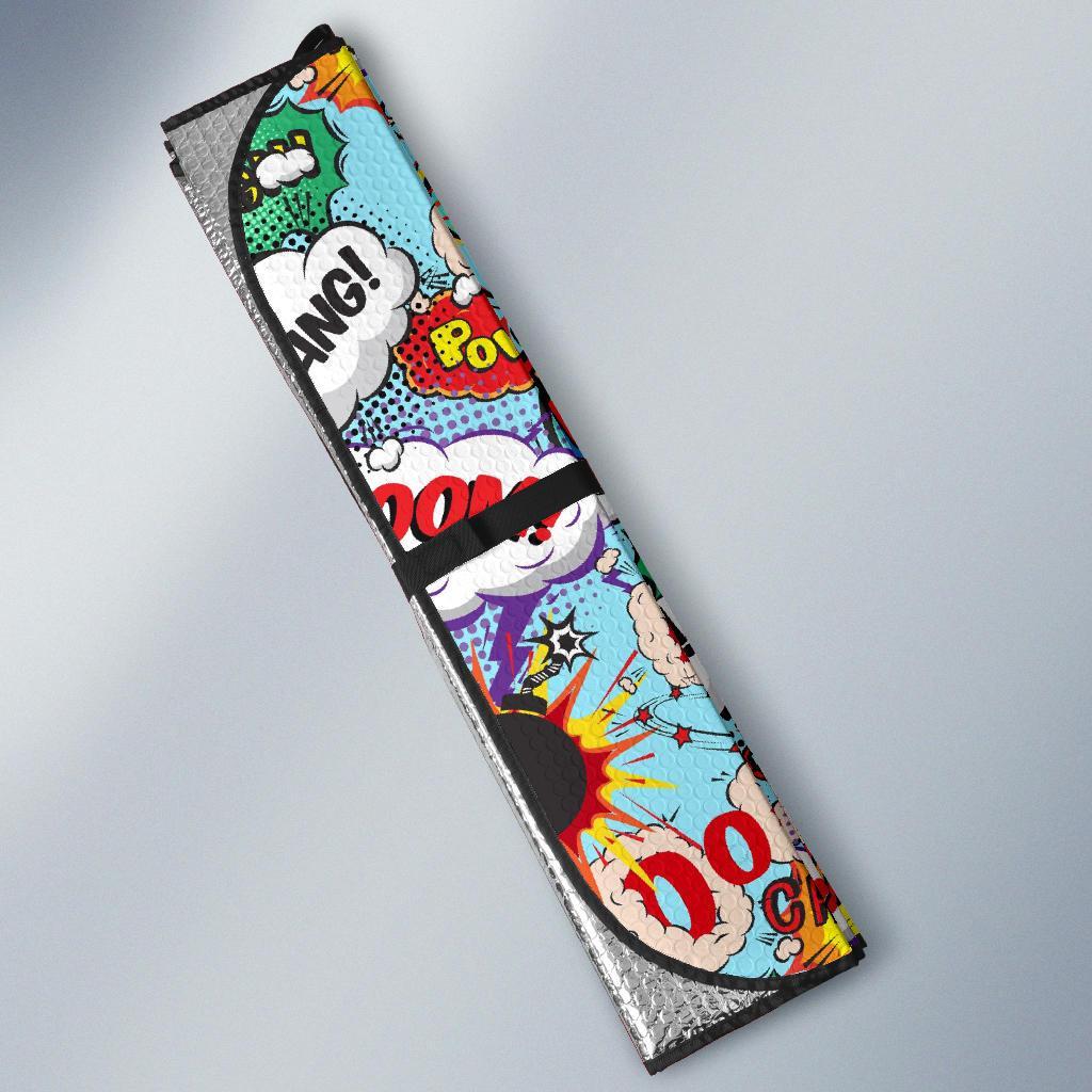Comic Book Strip Pattern Print Car Sun Shade-grizzshop