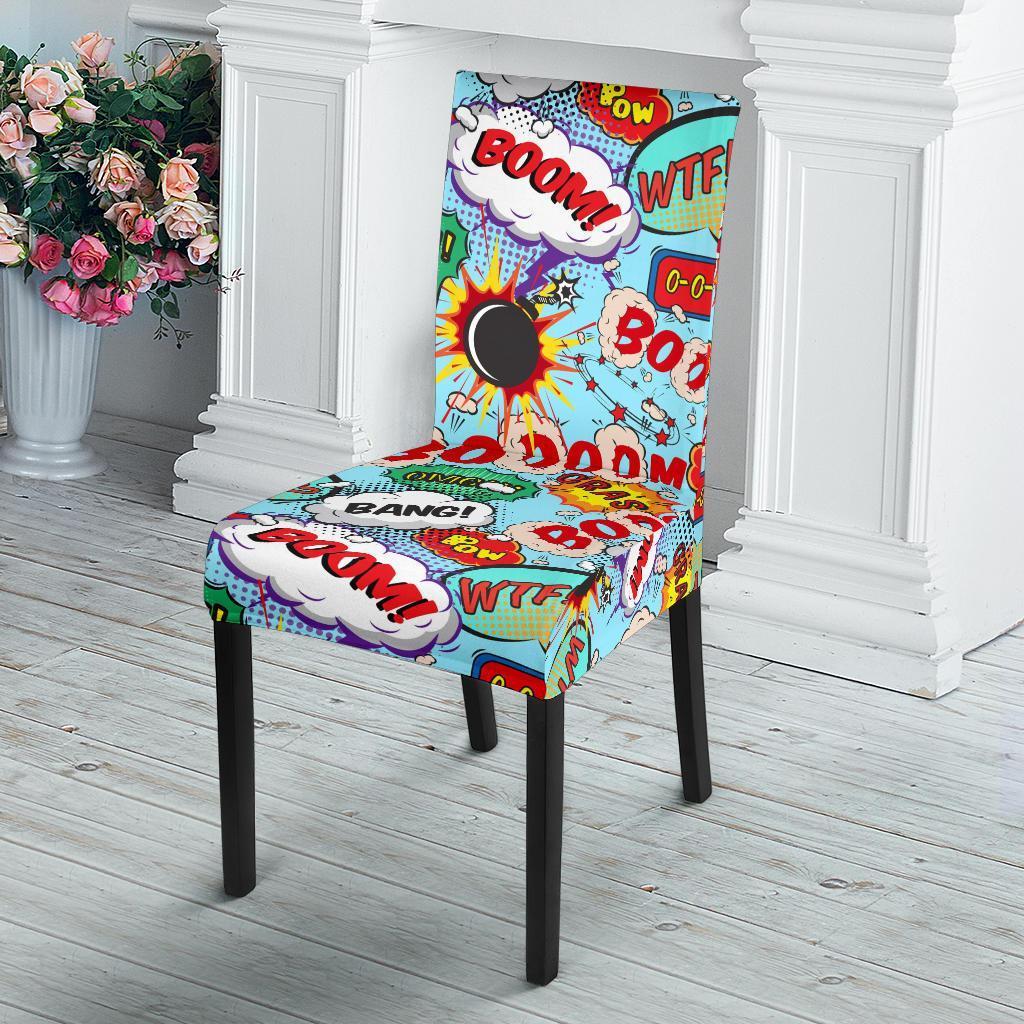 Comic Book Strip Pattern Print Chair Cover-grizzshop