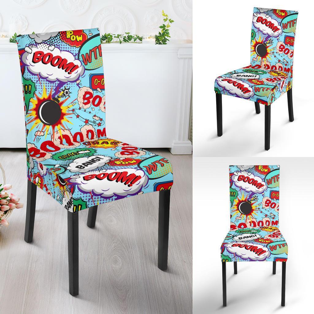 Comic Book Strip Pattern Print Chair Cover-grizzshop