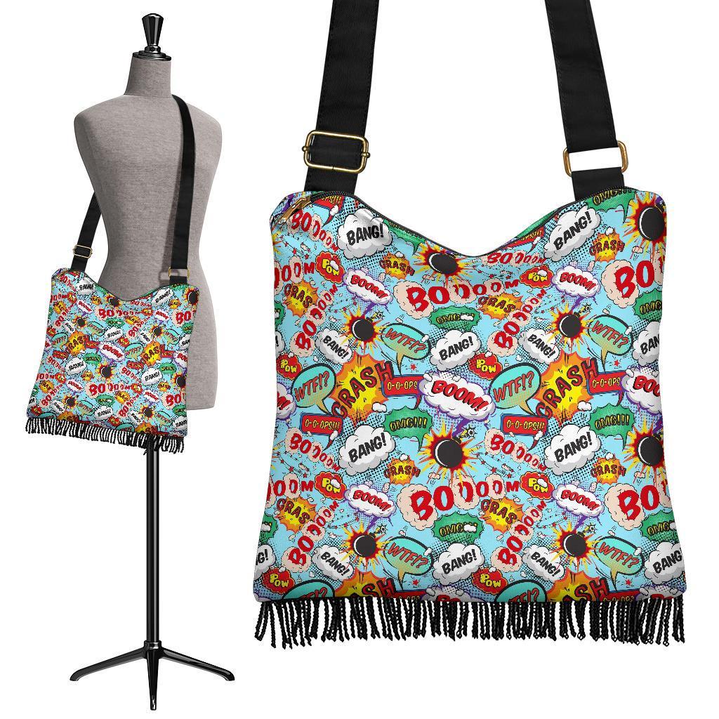 Comic Book Strip Pattern Print Crossbody Bags-grizzshop