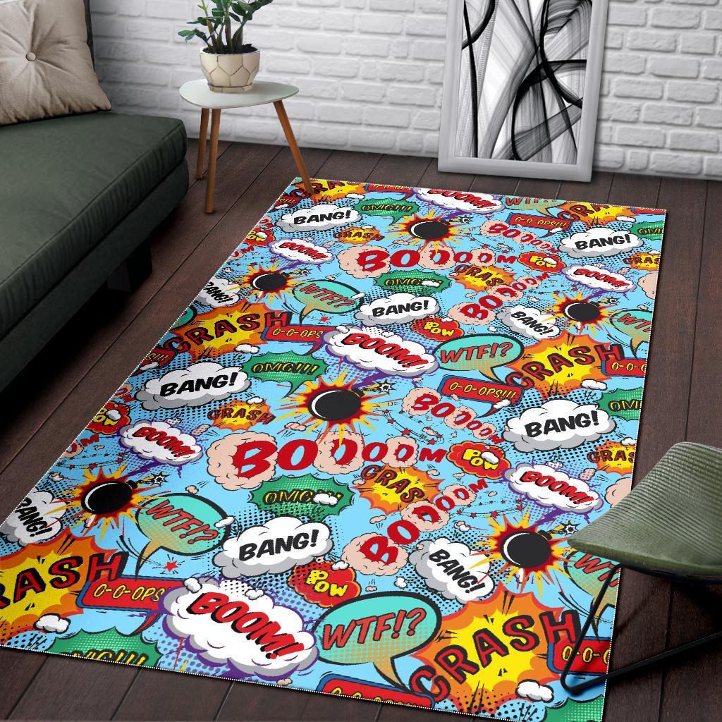 Comic Book Strip Pattern Print Floor Mat-grizzshop