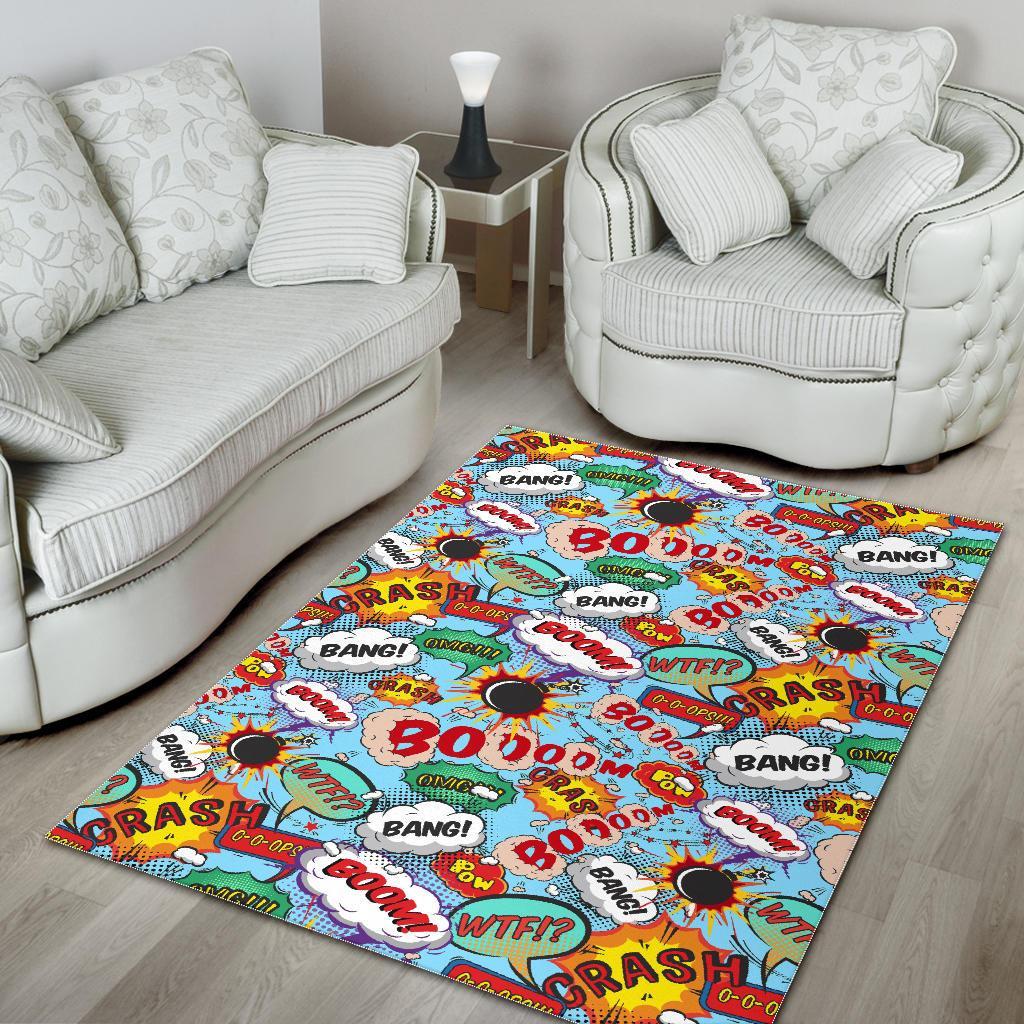 Comic Book Strip Pattern Print Floor Mat-grizzshop