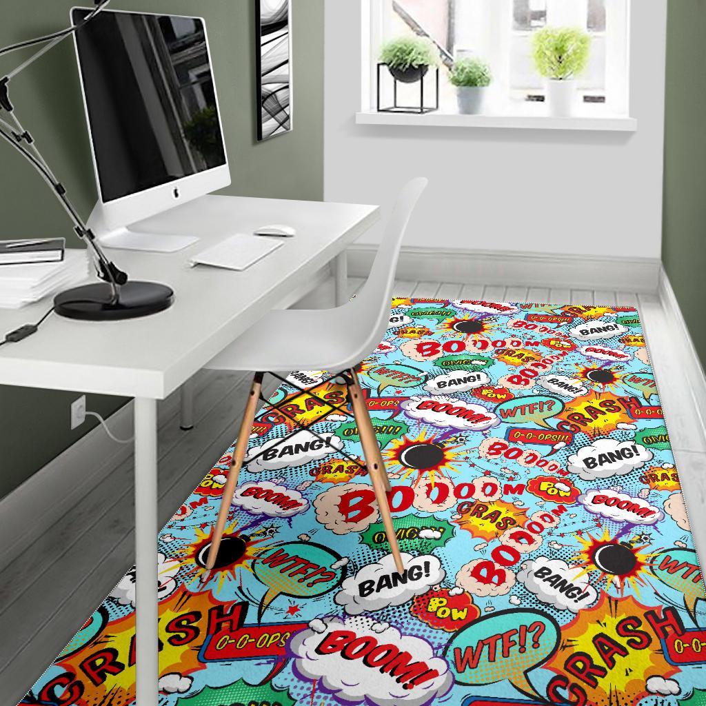 Comic Book Strip Pattern Print Floor Mat-grizzshop