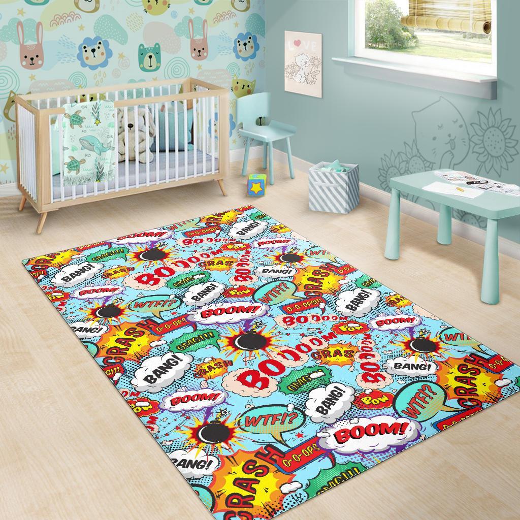 Comic Book Strip Pattern Print Floor Mat-grizzshop