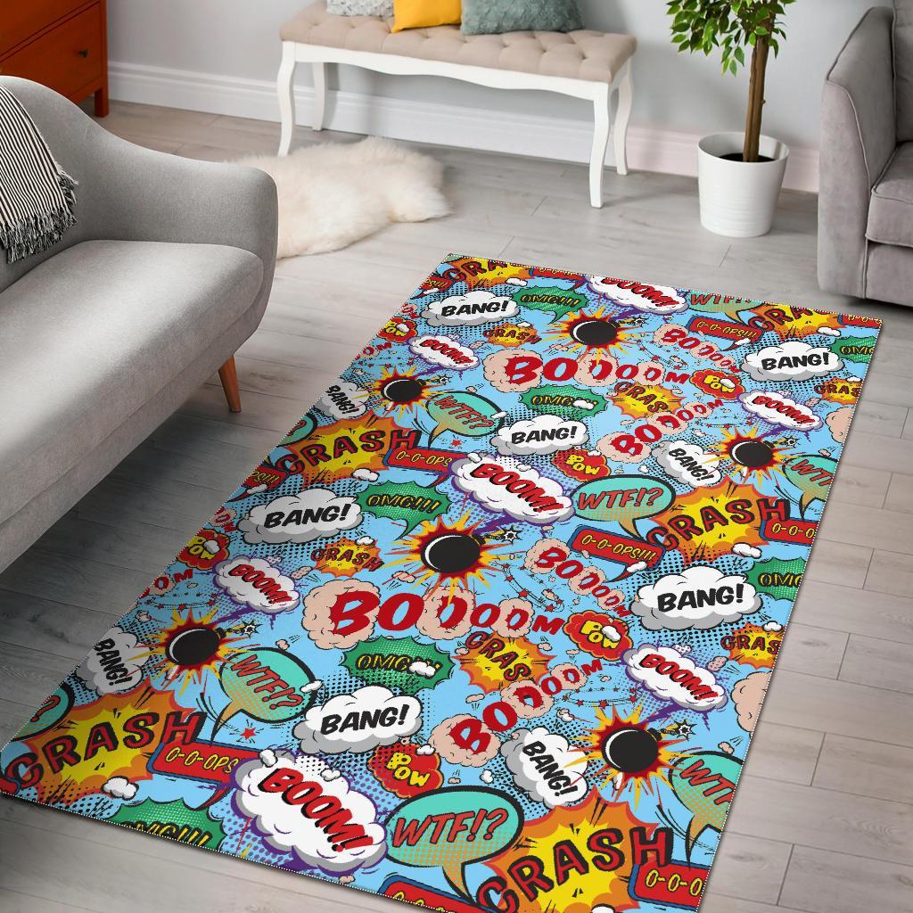 Comic Book Strip Pattern Print Floor Mat-grizzshop