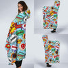 Comic Book Strip Pattern Print Hooded Blanket-grizzshop