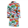 Comic Book Strip Pattern Print Men Long Robe-grizzshop