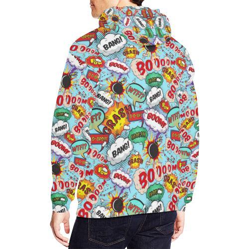 Comic Book Strip Pattern Print Men Pullover Hoodie-grizzshop