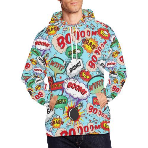 Comic Book Strip Pattern Print Men Pullover Hoodie-grizzshop