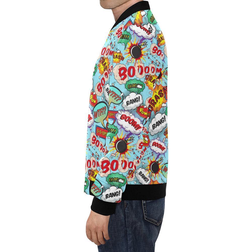 Comic Book Strip Pattern Print Men's Bomber Jacket-grizzshop