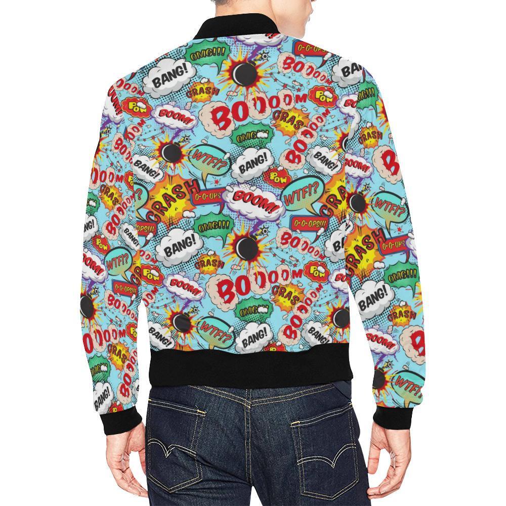 Comic Book Strip Pattern Print Men's Bomber Jacket-grizzshop