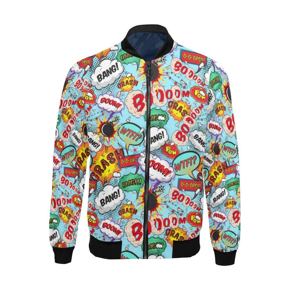 Comic Book Strip Pattern Print Men's Bomber Jacket-grizzshop