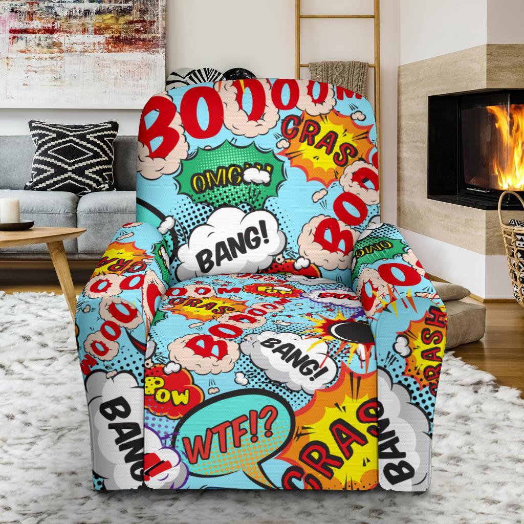 Comic Book Strip Pattern Print Recliner Cover-grizzshop