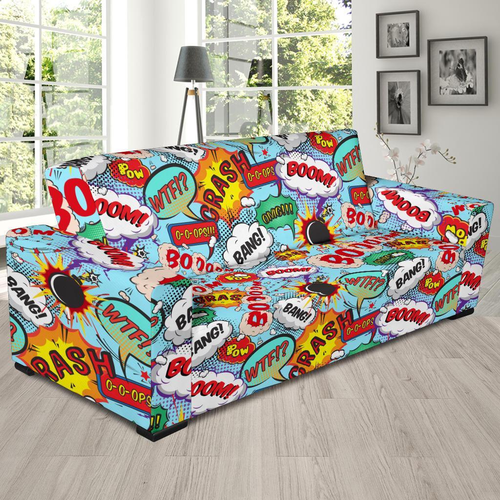 Comic Book Strip Pattern Print Sofa Covers-grizzshop
