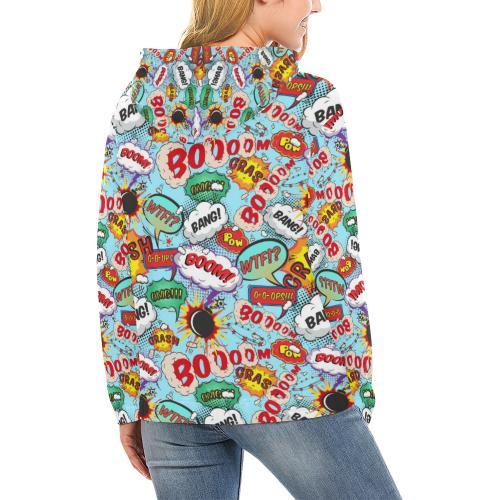 Comic Book Strip Pattern Print Women Pullover Hoodie-grizzshop