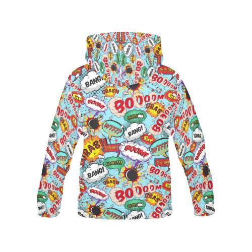 Comic Book Strip Pattern Print Women Pullover Hoodie-grizzshop